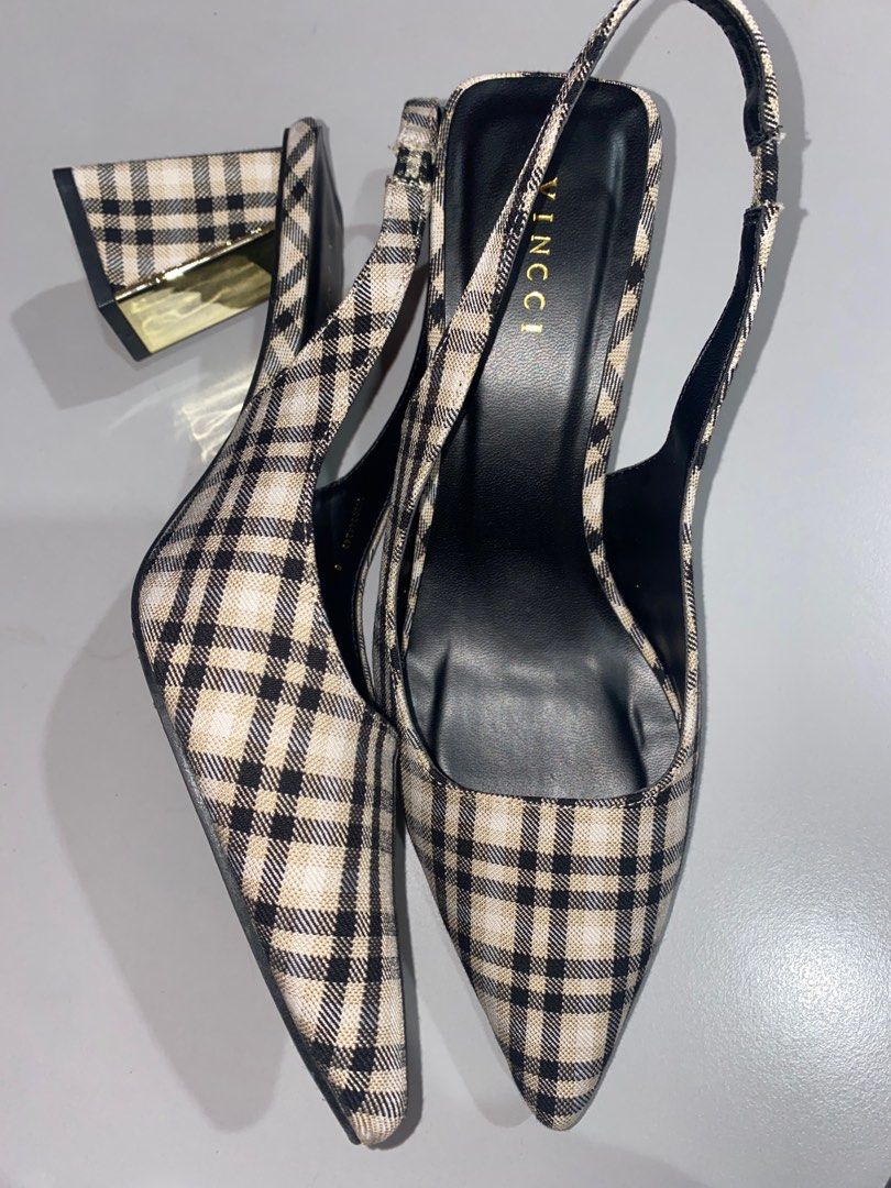 Black and white plaid heels top