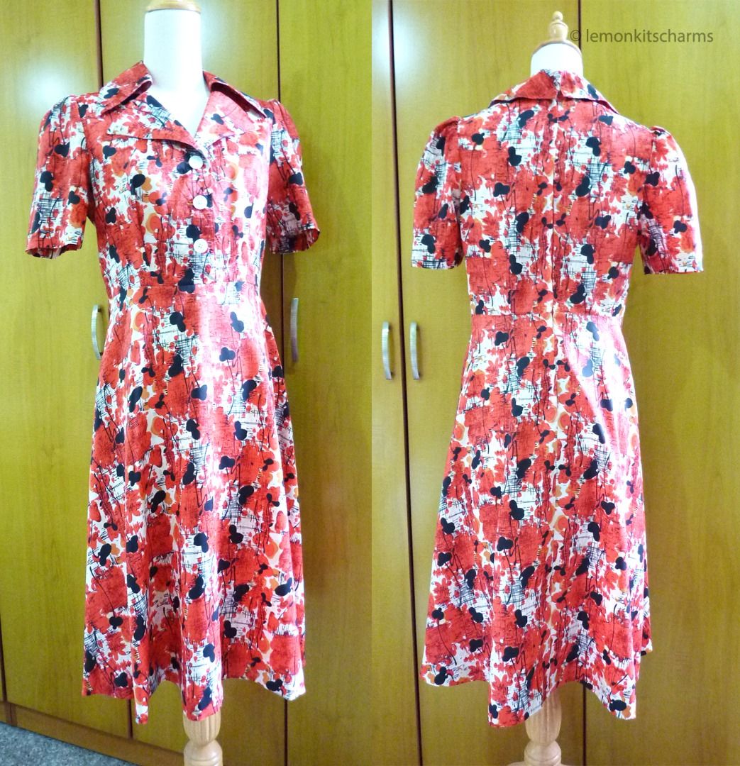 Red and black vintage dress cheap