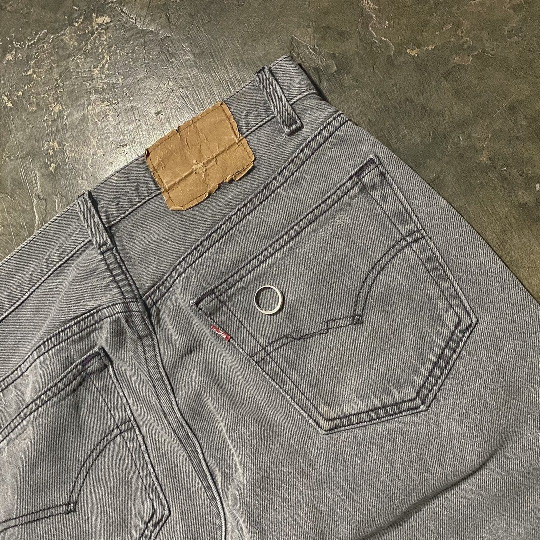 Vintage 90s Levi's 501 button fly faded black jean 30x30 海外 即決-
