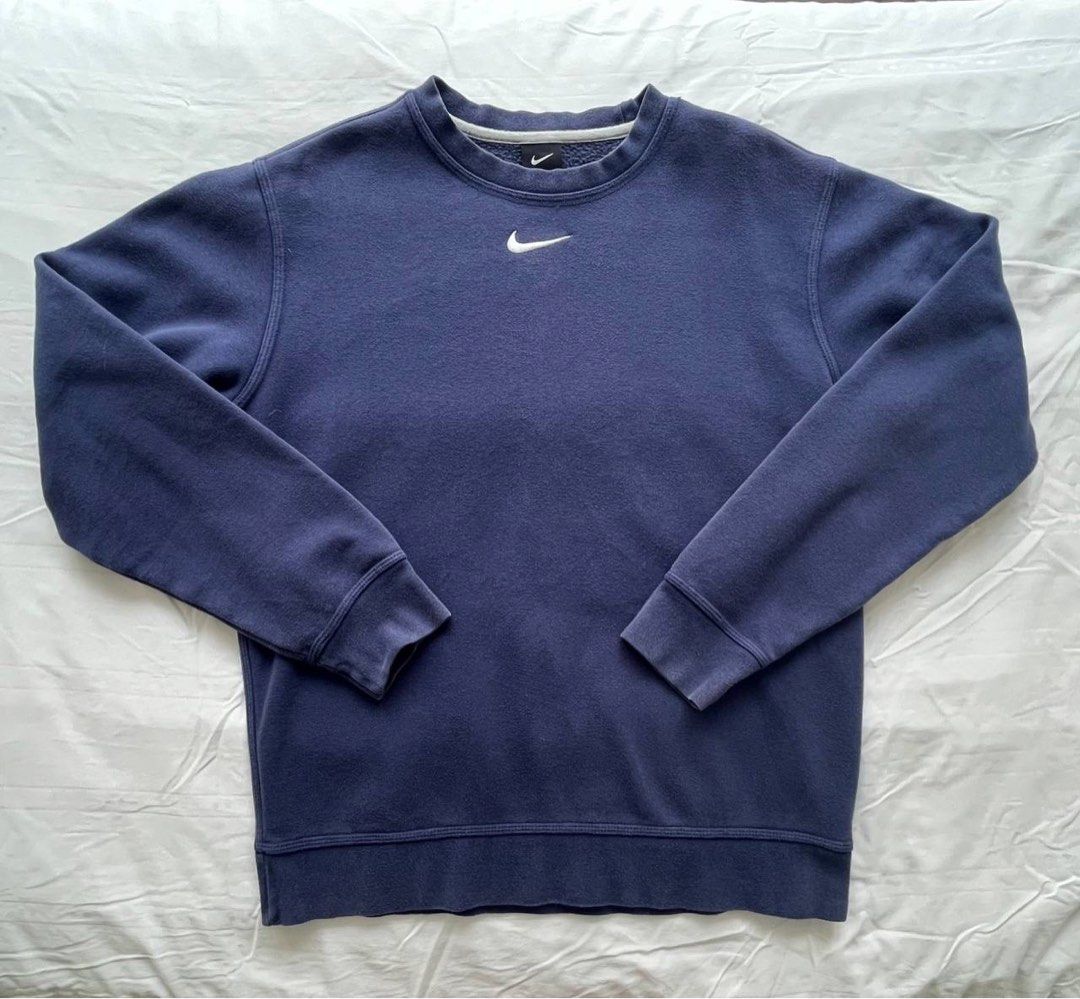 vintage navy blue oversized center swoosh nike sweatshirt hoodie pullover