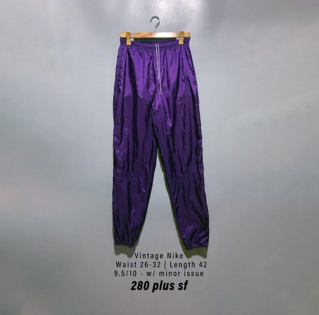 Vintage Nike nylon jogger w/ ankle zips, Men's Fashion, Bottoms