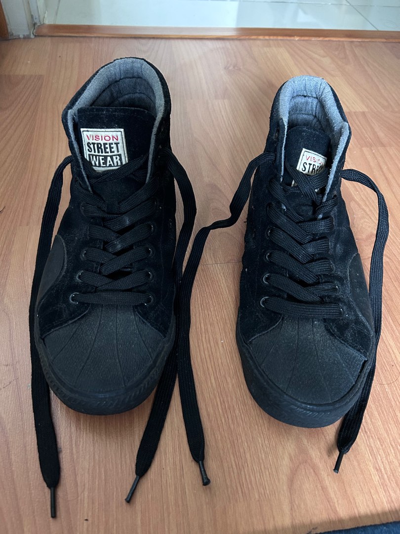 Free Postage Vision Street Wear Hi Top Black Sneakers Size UK 9