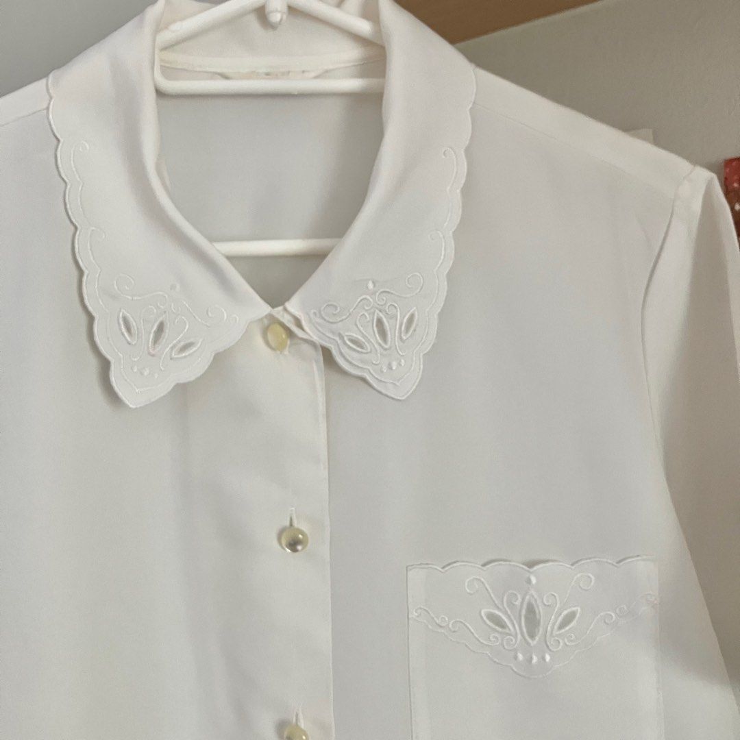 Liverpool White Button Up Blouse With Sleeve Elastic Detail