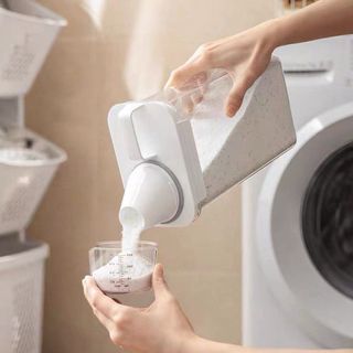White Laundry Detergent Container / Powder Soap Storage [minimalist modern home]
