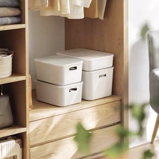 White Storage Boxes / Shelf Organizer [minimalist aesthetic home]
