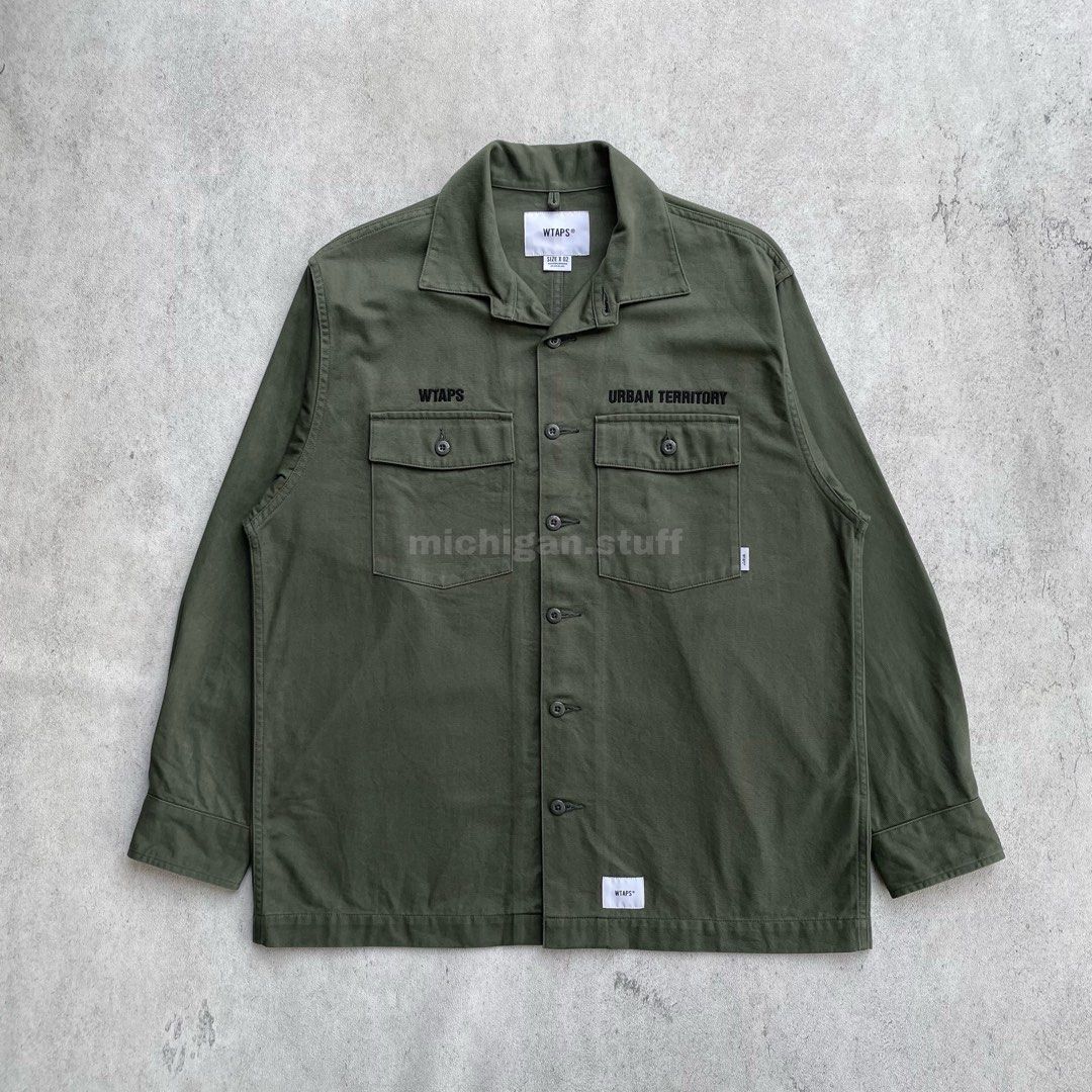 WTAPS BUDS LS SHIRT COTTON TWILL 2022, Fesyen Pria, Pakaian