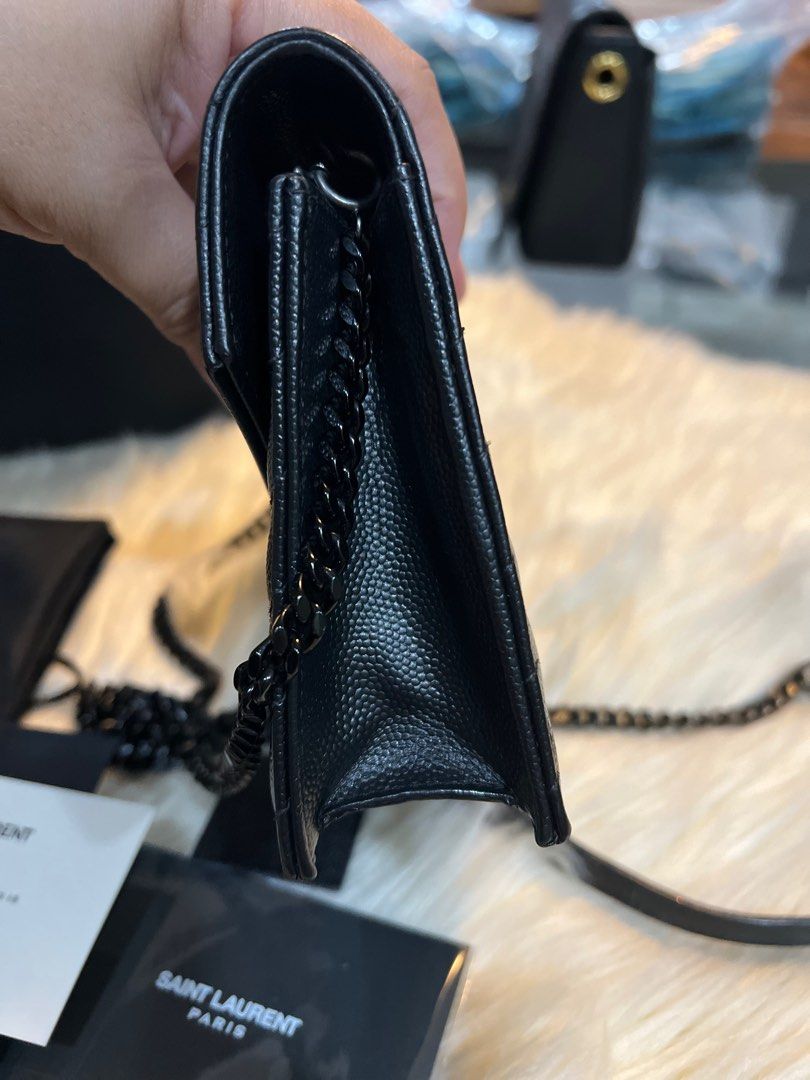 YSL WALLET ON CHAIN YSL WOC BLACK/GHW (NO RECEIPT), Luxury, Bags & Wallets  on Carousell