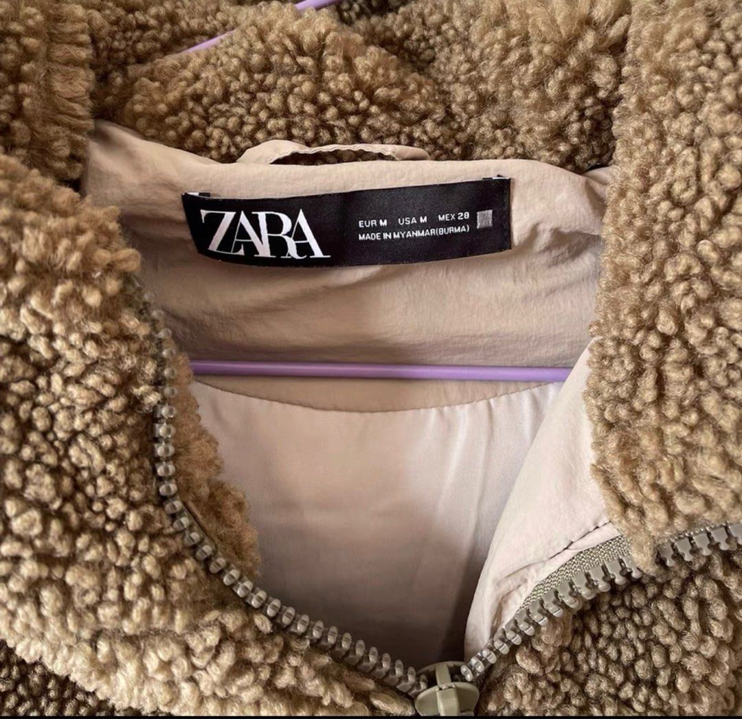 Zara Brown Fleece Coat Winter Jacket Women s Fashion Coats