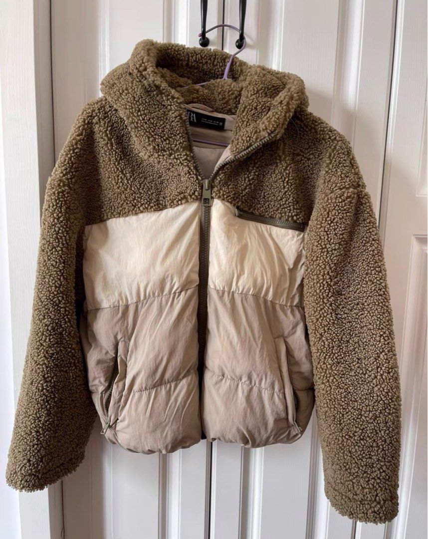 Zara Brown Fleece Coat Winter Jacket Women s Fashion Coats