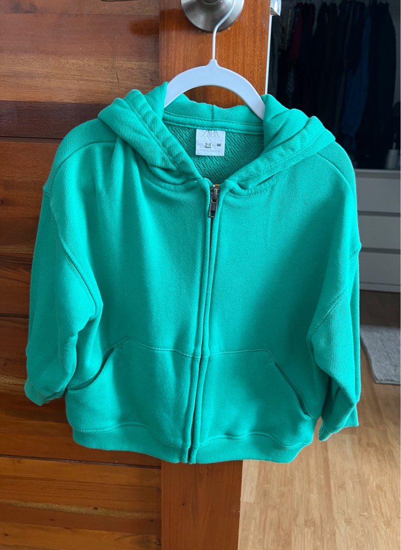 Zara Plush Hoodie Green Babies Kids Babies Kids Fashion on