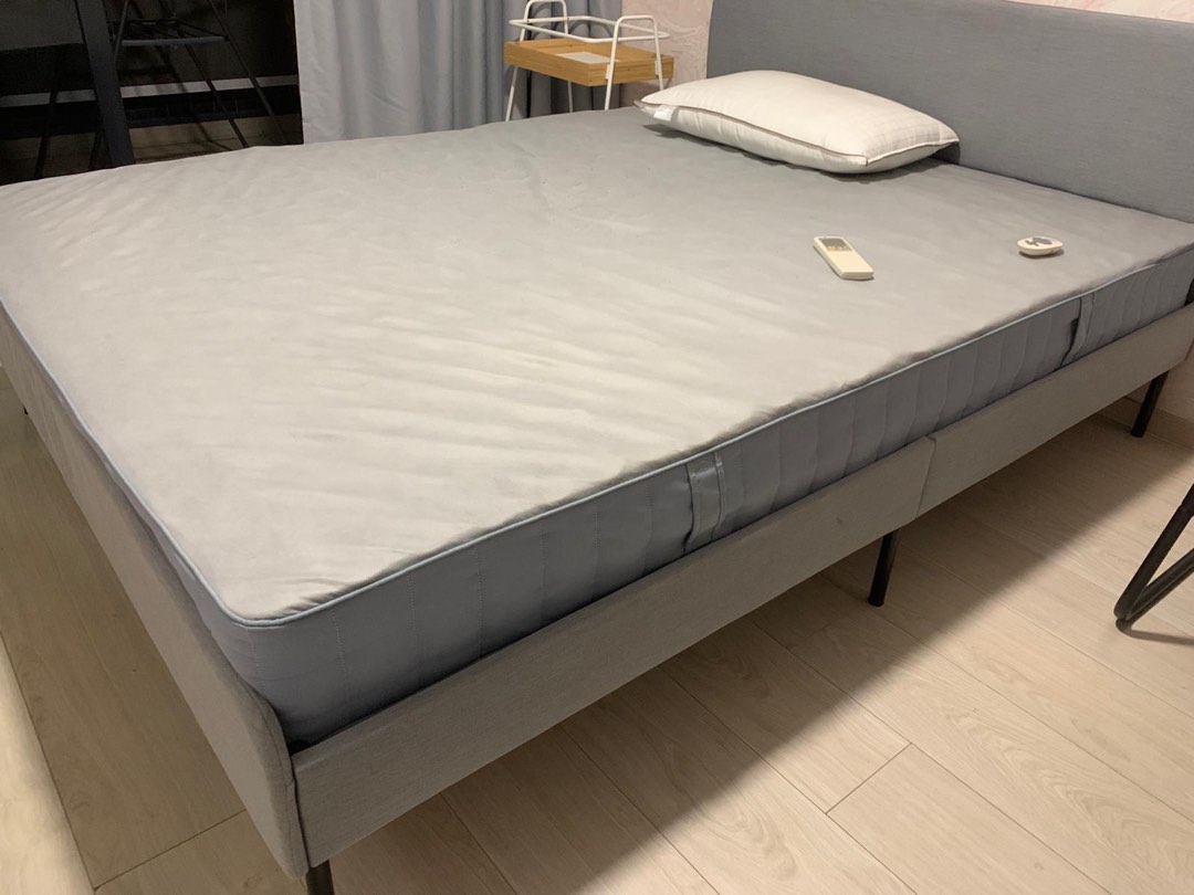 1 year old Ikea Slattum Queen Bed with mattress Furniture Home