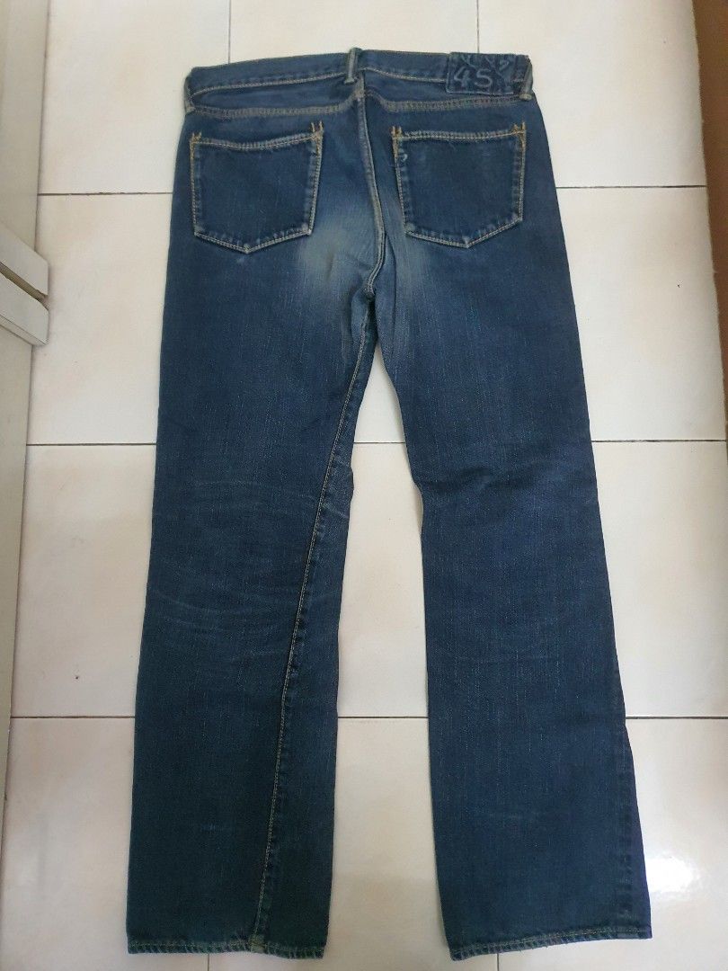 45R 45rpm Japanese Tradisional Ai Plant Indigo Dyed Jeans, Men's ...