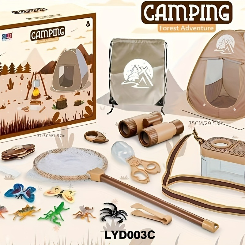 [664] Outdoor Pretend Play Camping Explorer Kit, Gift Toys, Kids