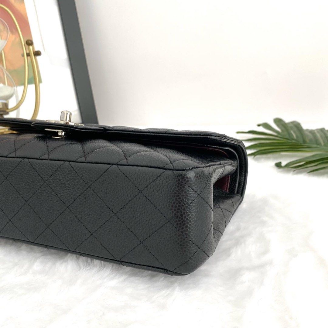 Authentic Chanel Black Caviar Quilted Medium Size Double Flap