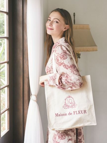 日本Maison de FLEUR EC限定10eme anniversaire 米白色帆布SHOPPER 側