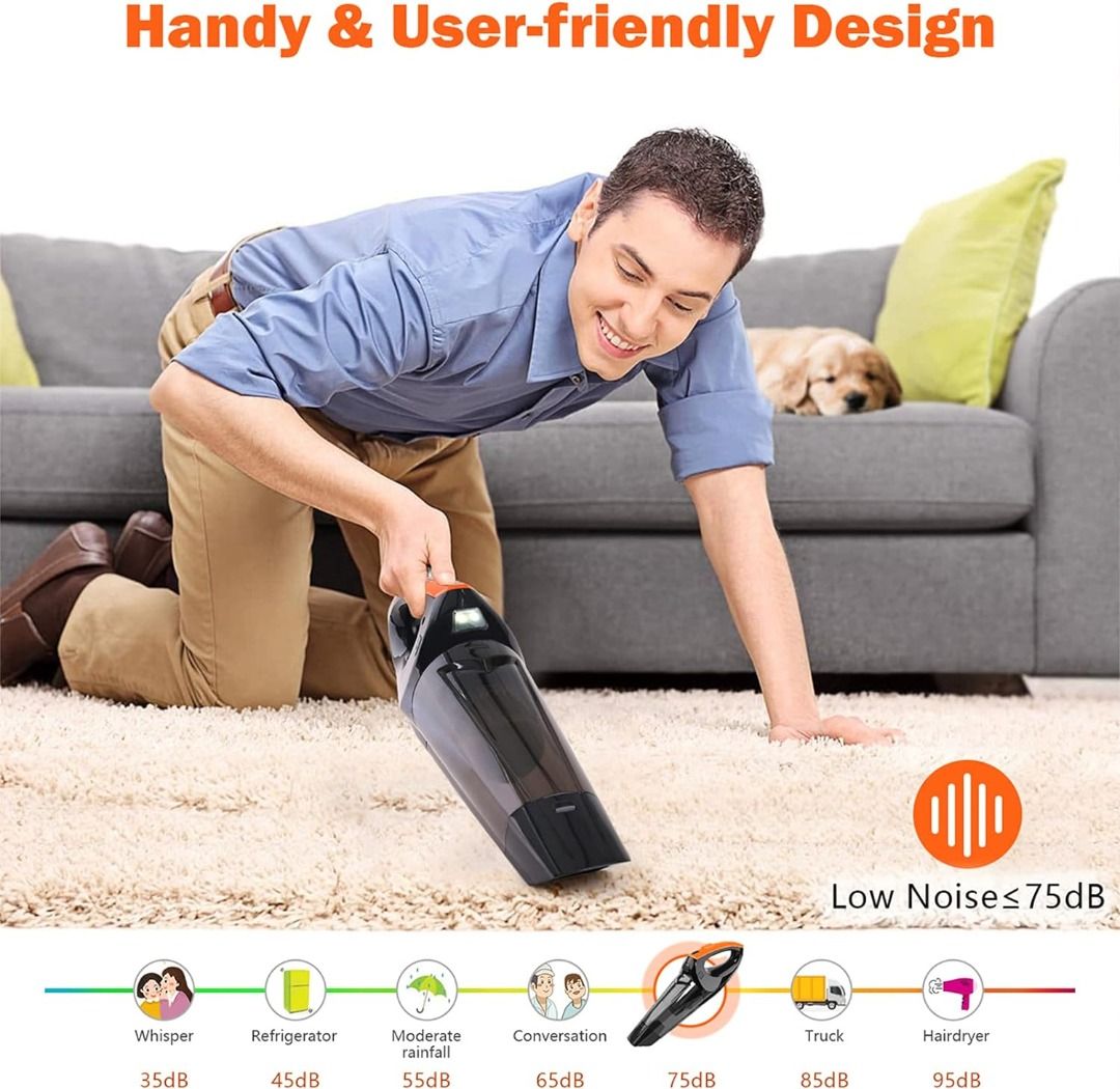 VAC POWER Handheld Vacuum Cleaner Cordless Portable Hand Vacuum Powered by Li ion Battery Rechargeable Quick Charge Tech Mini Vacuum Cleaner with
