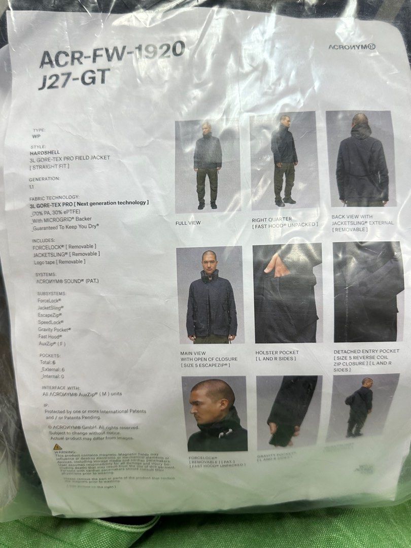 Acronym Gore Tex J27GT size Small, Men's Fashion, Coats