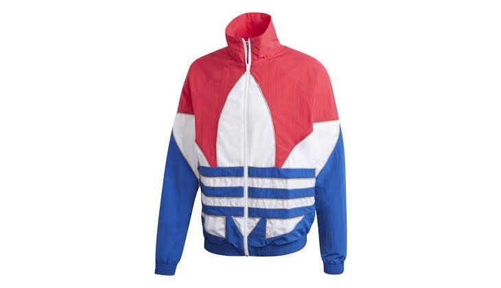 Big trefoil outline shop woven colorblock track jacket