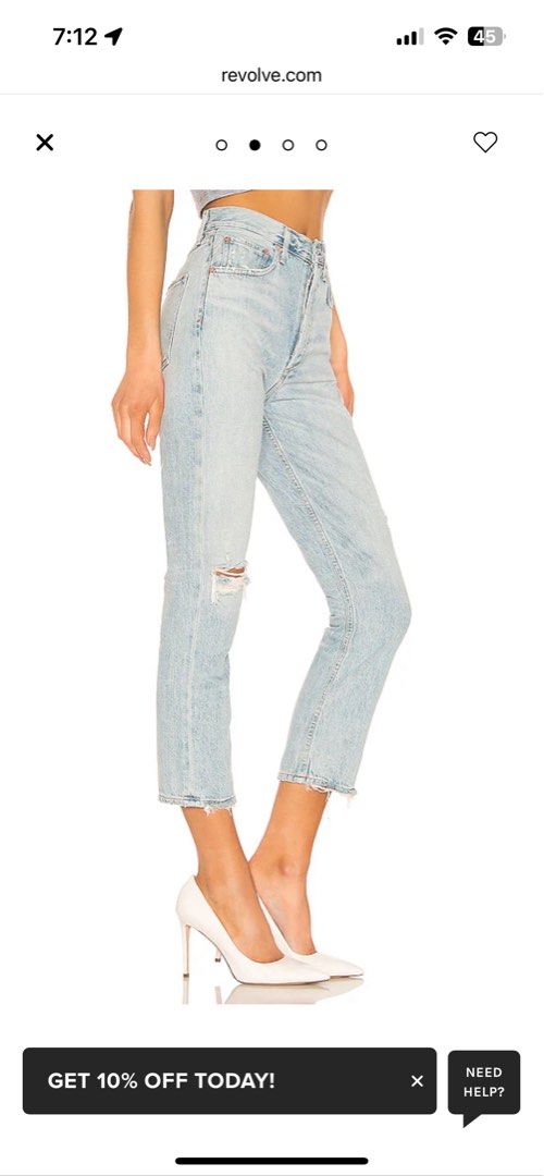 Agolde Riley High Rise Straight Cropped Jeans in Shatter size 23
