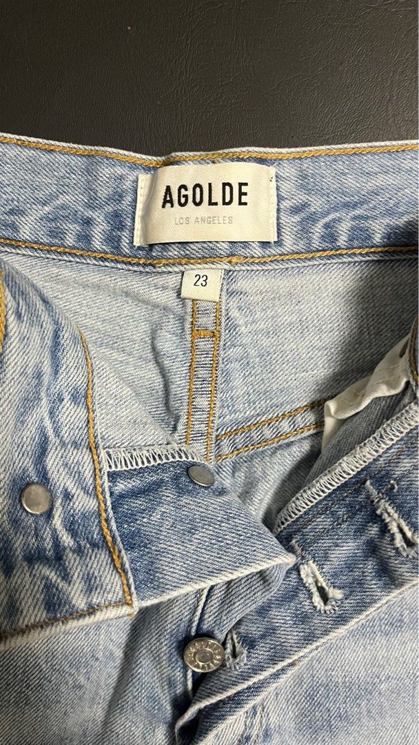 Agolde Riley High Rise Straight Cropped Jeans in Shatter size 23