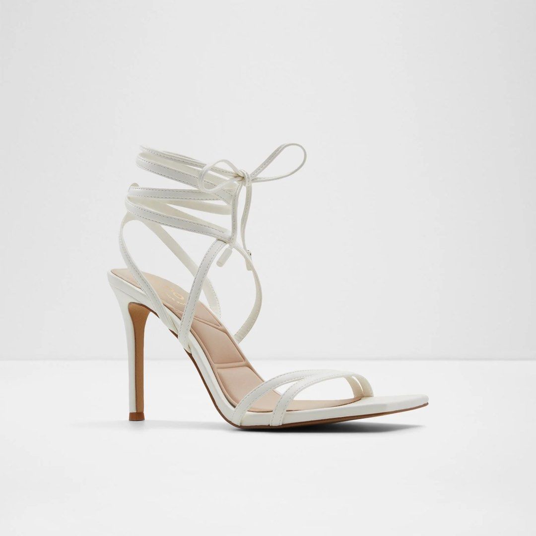 ALDO Lace Up Strap Stiletto White Heels