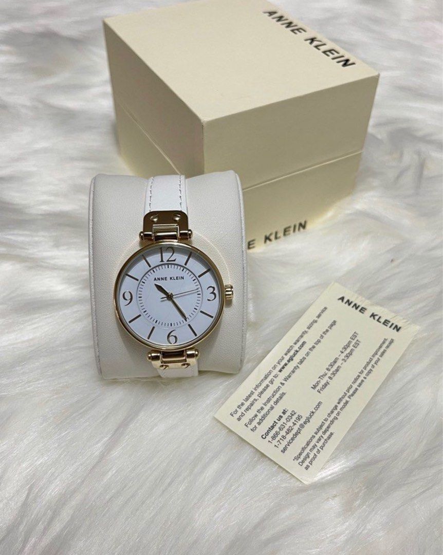 Anne Klein Women s Leather Strap Watch White