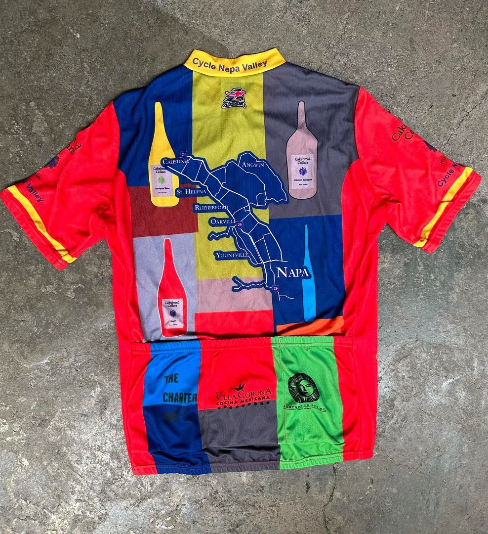 Aussie Wine Cellars Napa Valley Cycling Jersey (Category: Activewear) located in Muntinlupa City. Submitted by tmt118 (Listing ID 1261103963, Image 2). Description: Large on tag 21Wx28L Good as new condition No issue 1,450 free shipping via J&T Muntinlupa City location.