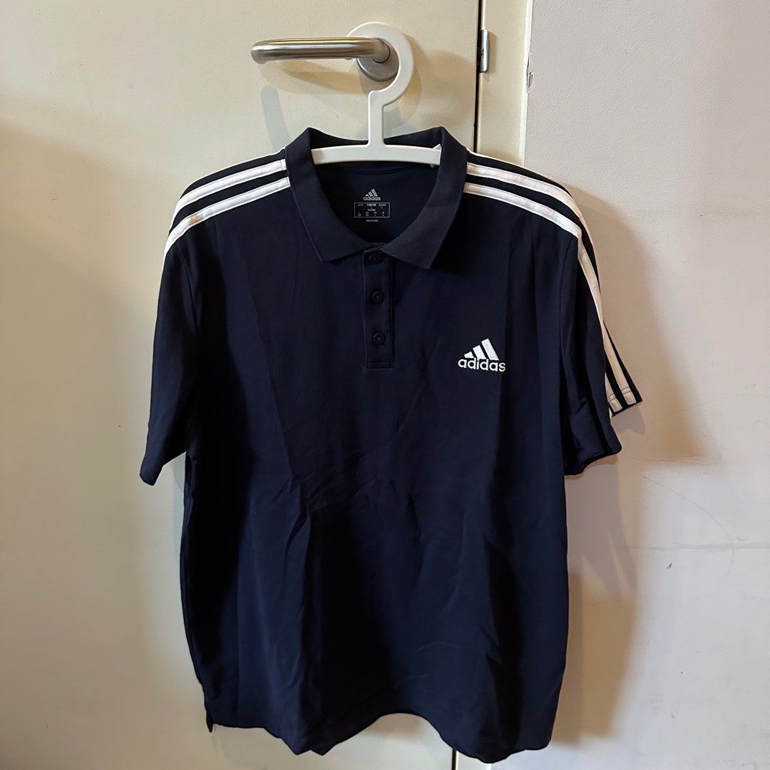 Adidas originals stand collar t shirt navy clearance