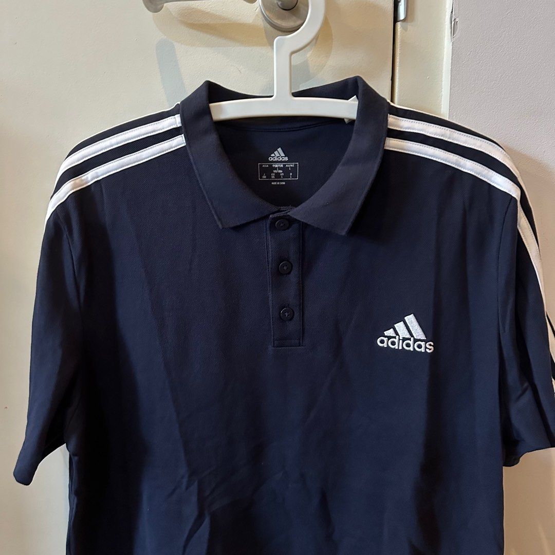 Authentic Adidas Colar Polo Shirt in Navy Blue Size US L