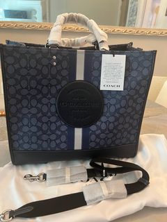 NWT Coach Dempsey Tote 40 In Signature Jacquard With Stripe And Coach Patch