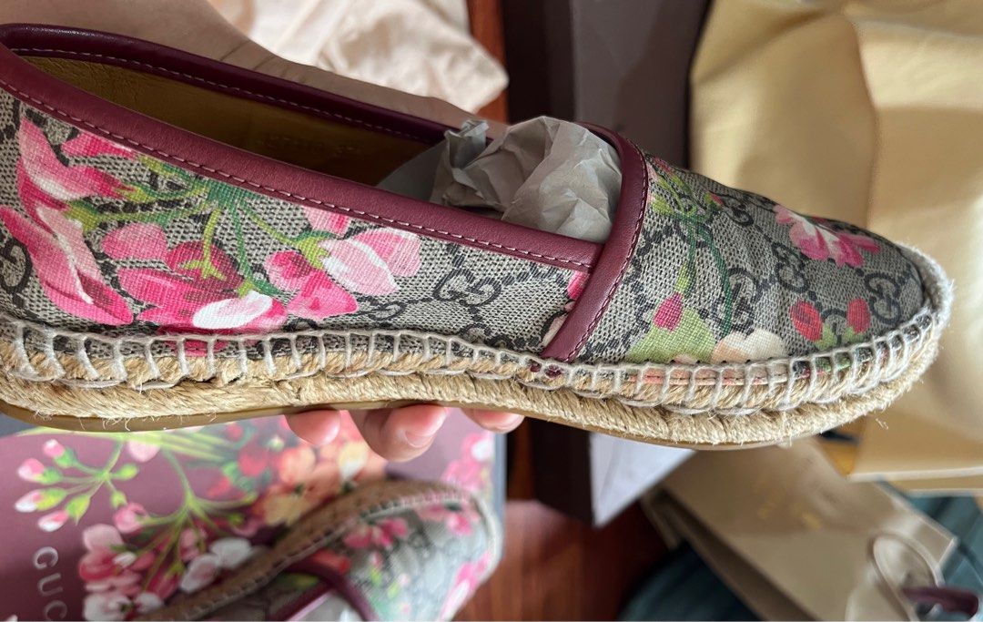 Authentic Gucci GG Blooms Supreme Espadrille shoes
