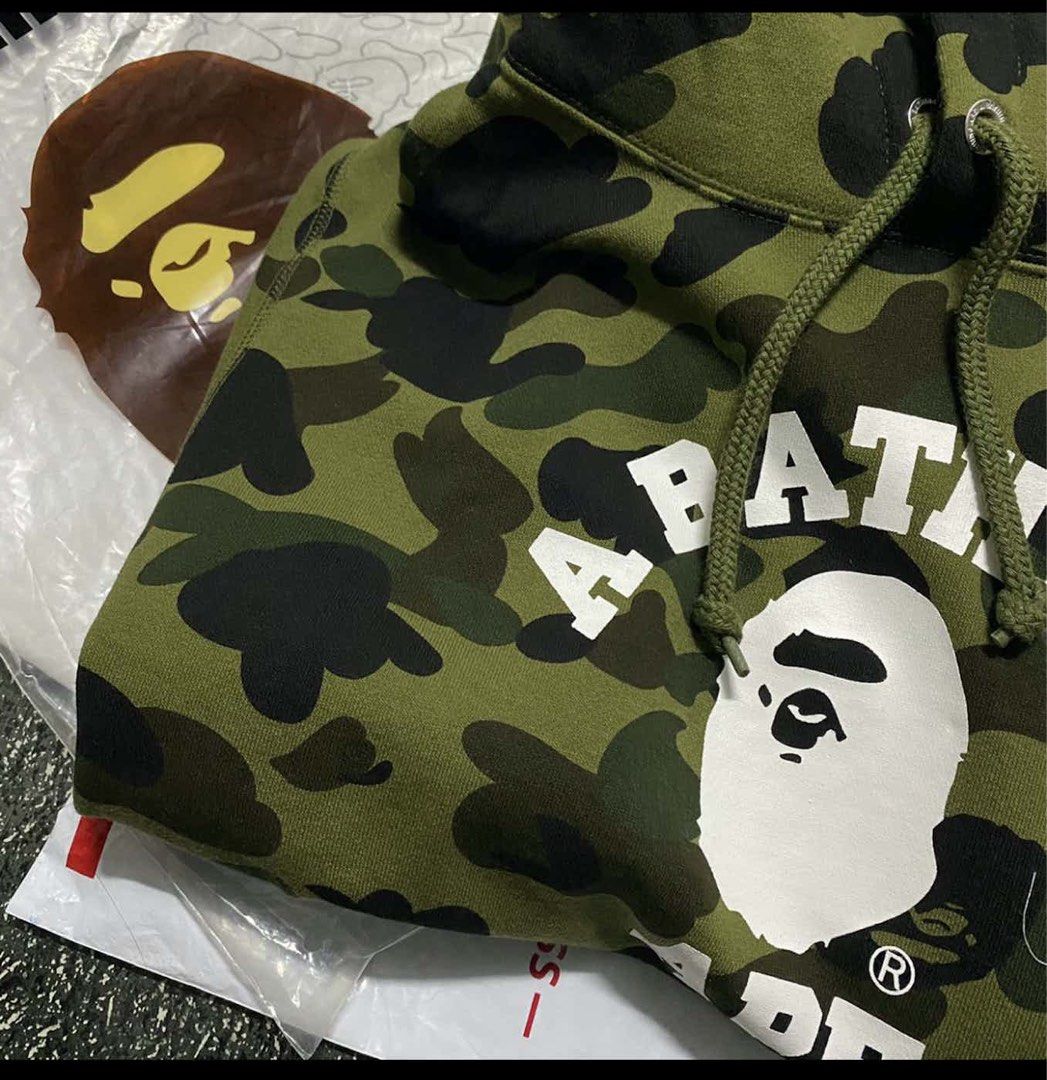 Bape 1st Camo College Pullover Hoodie Men s Fashion Activewear
