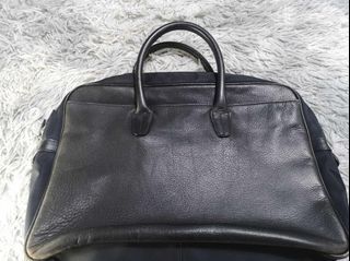 Black Zipper Leather Office Bag