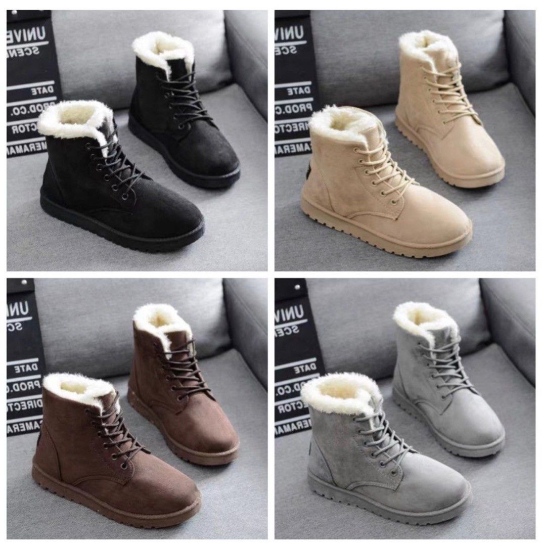 BNIB winter female Black boots in fleece Women s Fashion