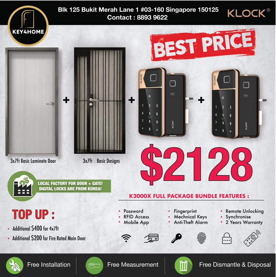 BUNDLE of Gate+Door+KLOCK K2000X Digital Lock, Furniture & Home Living