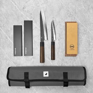  Babish German High-Carbon 1.4116 Steel Cutlery, 3-Piece (Chef  Knife, Bread Knife, & Pairing Knife) w/Kitchen Knife Roll: Home & Kitchen