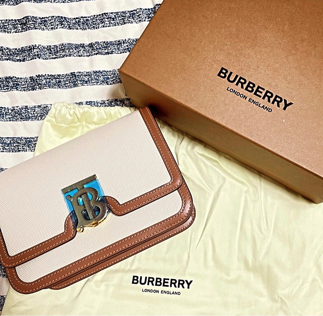 Burberry Mini Two-tone Canvas and Leather TB Bag, Luxury, Bags & Wallets on  Carousell