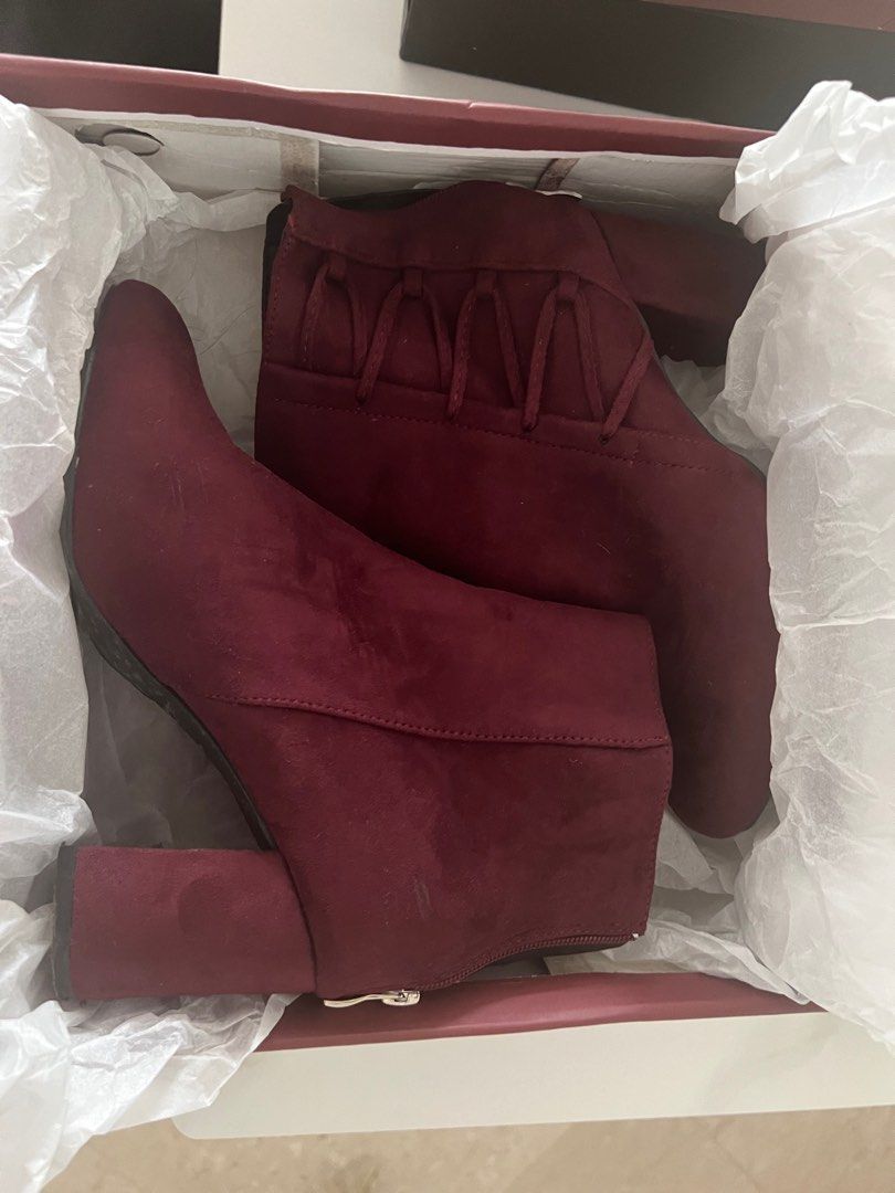Maroon suede cheap ankle boots