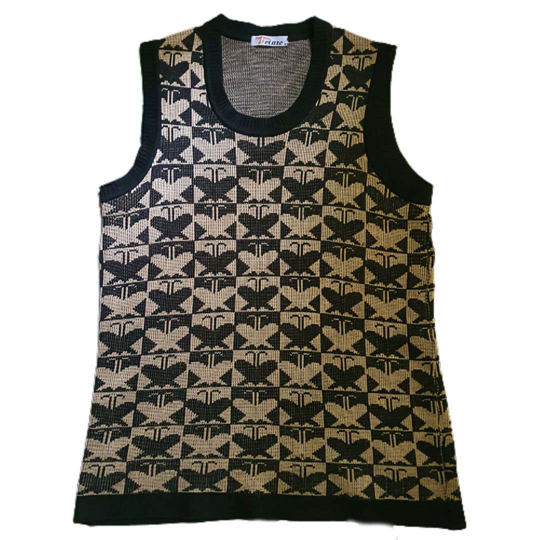 butterfly pattern knitted vest top (Category: Sleeveless) located in Batangas. Submitted by ghostquire (Listing ID 1261045732, Image 1). Description: thrifted from mala catalog on ig! perfect for layering 🍞 best fits s-semi l stretchy fabric no flaws! helping tags: pinterest aesthetic vintage y2k cottagecore coquette gothic academia kawaii grunge egirl indie fairycore angelcore.
