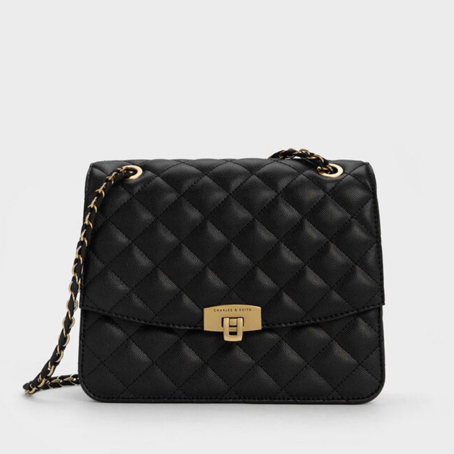 Charles Keith Quilted Chain Strap Bag, Women's Fashion, Bags