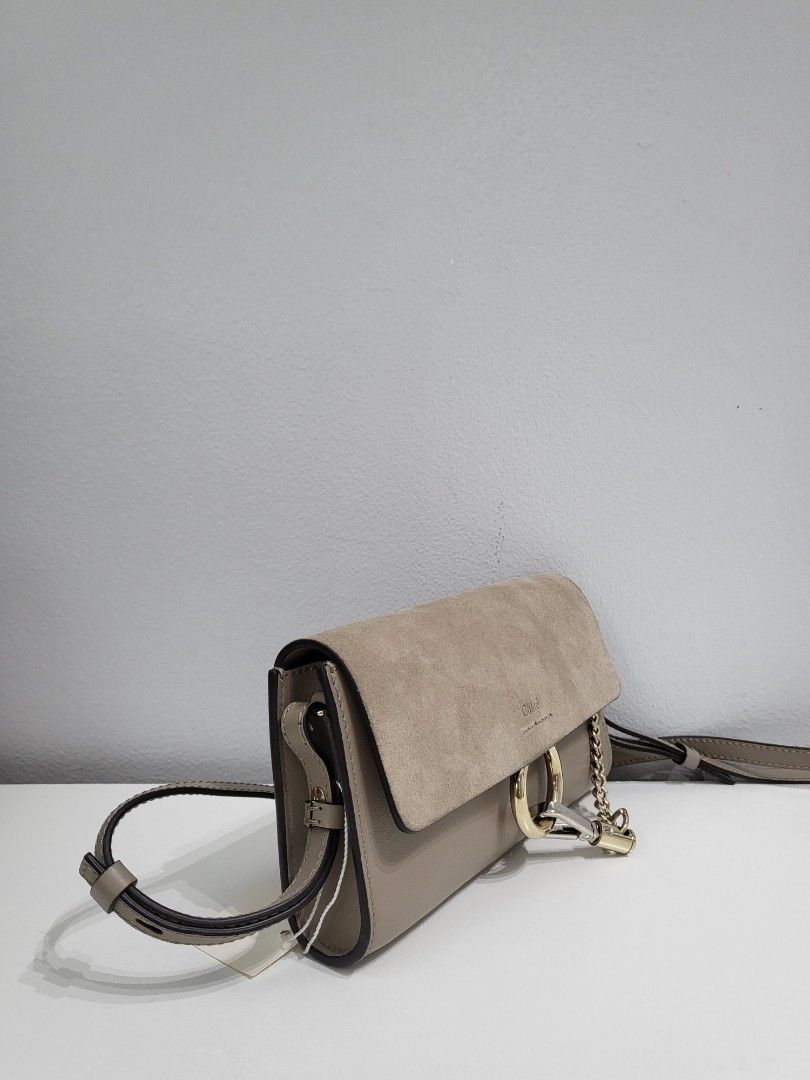 Chloe Faye Wallet on Chain in Grey Calfskin