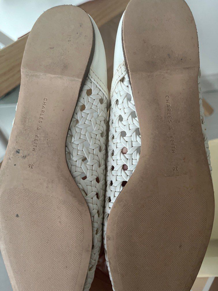 White woven clearance flats