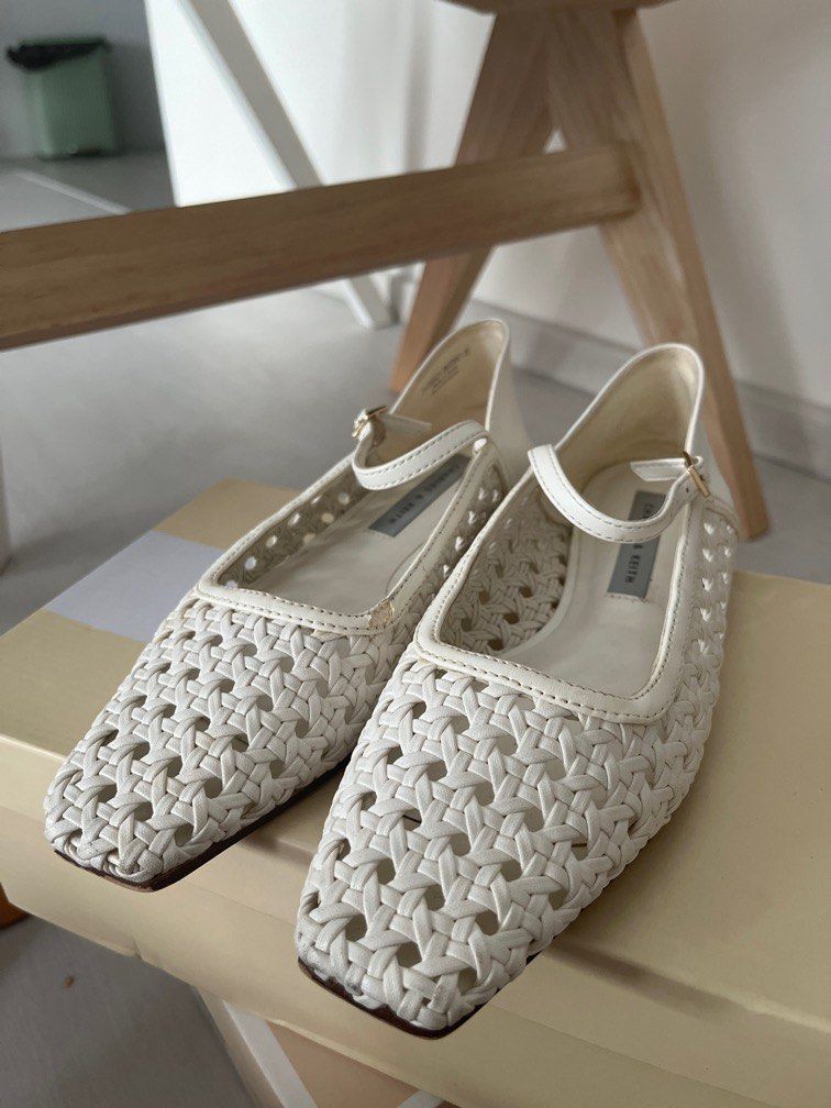 C K white woven flats Women s Fashion Footwear Flats on Carousell