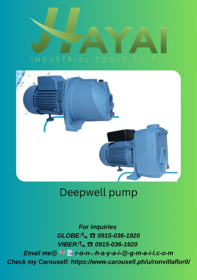 Deep well Pump (Category: Construction Tools & Equipment) located in Manila. Submitted by 09150361920ronvillaflor (Listing ID 1260995868, Image 1). Description: Deep well Pump Brand: Sea pump Mode: AUJET DP-255 price: ₱9,820 For inquiries GLOBE:📞 ☎ 0⃣9⃣1⃣5⃣0⃣3⃣6⃣1⃣9⃣2⃣0⃣ 📞 ☎ 0⃣9⃣1⃣5⃣0⃣3⃣6⃣1⃣9⃣2⃣0⃣ Email me@ 📫 📑 r-o-n-.-h-a-y-a-i-@-g-m-a-i-l.c-o-m Check my Carousell: https://www.carousell.ph/u/ronvillaflor0/ PRICE MAY CHANGE WITHOUT PRIOR NOTI