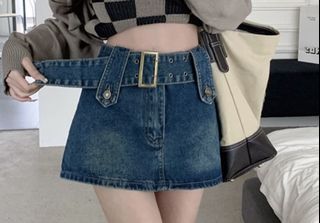Denim Skirt w/ belt and shorts inside