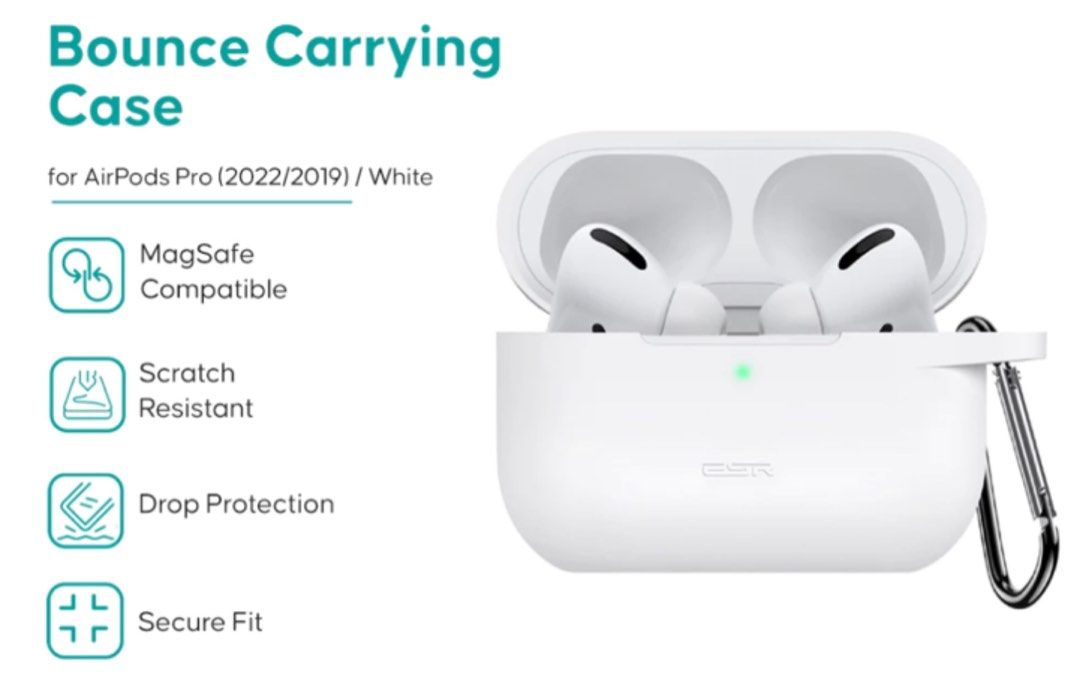 ESR Airpods Pro Casing (Category: Cases & Sleeves) located in Quezon City. Submitted by mynameisdanille (Listing ID 1260999844, Image 2). Description: - with complete box and premium case - looks brand new di sya dumihin kahit white and ang premium ng feels of course from esr ☺️☺️ - 98% of the time the case was only inside the house and not worn outside - feels brand new no issues no hidden damage no dents, almost good as new - rfs: decluttering 
