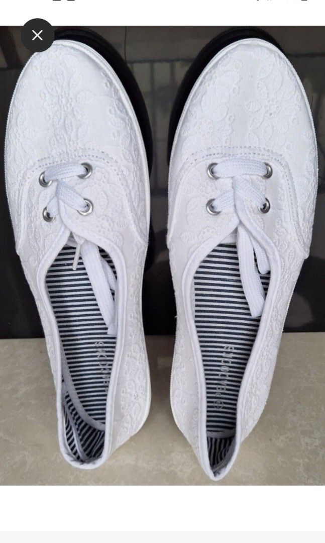 EU40 White cotton flat shoes trainers