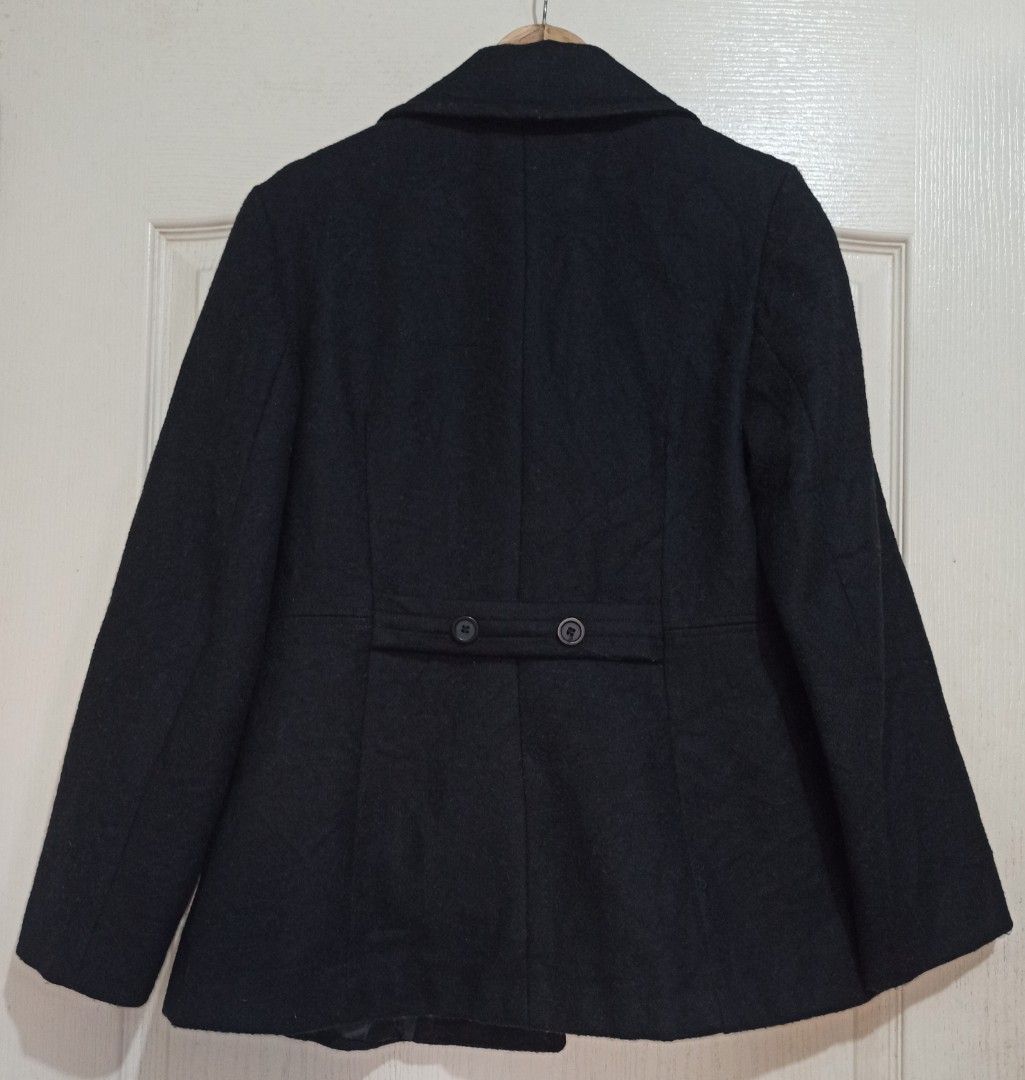 EXPRESS BLACK HIP LENGTH WINTER WOOL COAT JACKET PRELOVED