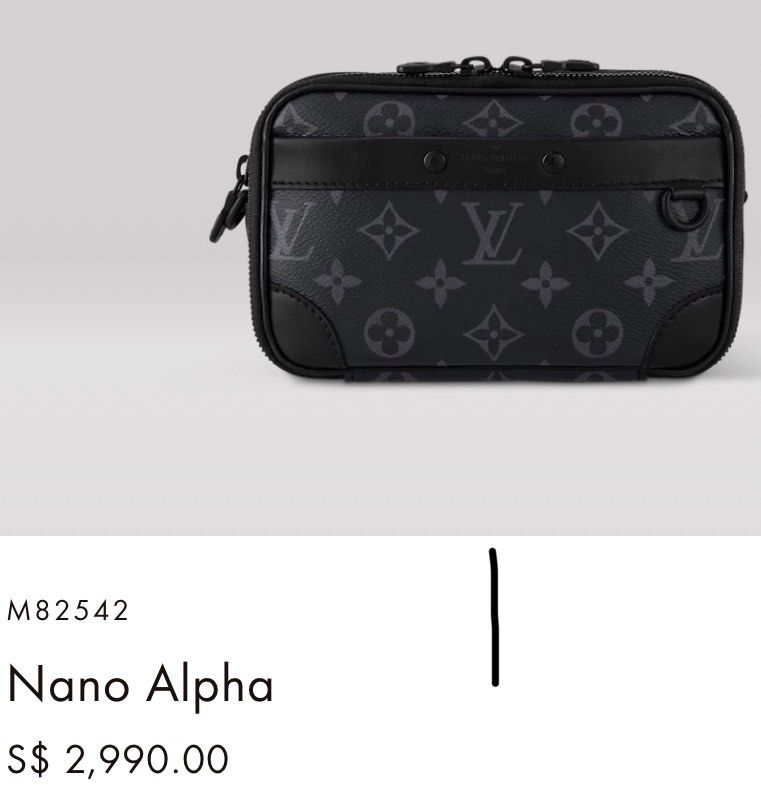 Louis Vuitton Auth ouis Vuitton Monogram Eclipse Nano Alpha Wearable Wallet  M82542 Men's Shoulder Bag