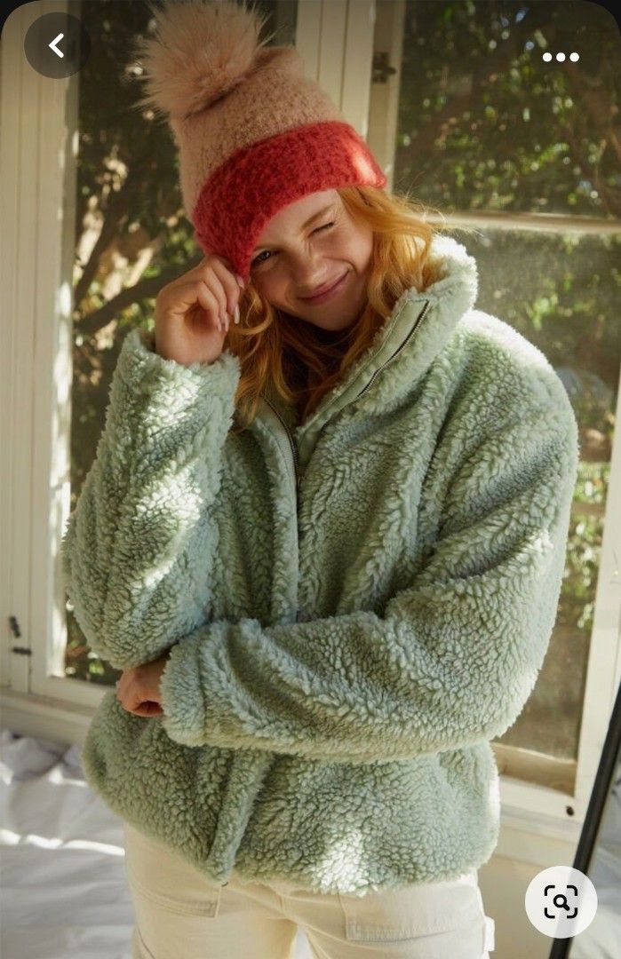 Free SF PACSUN Mint Sherpa Teddy Jacket